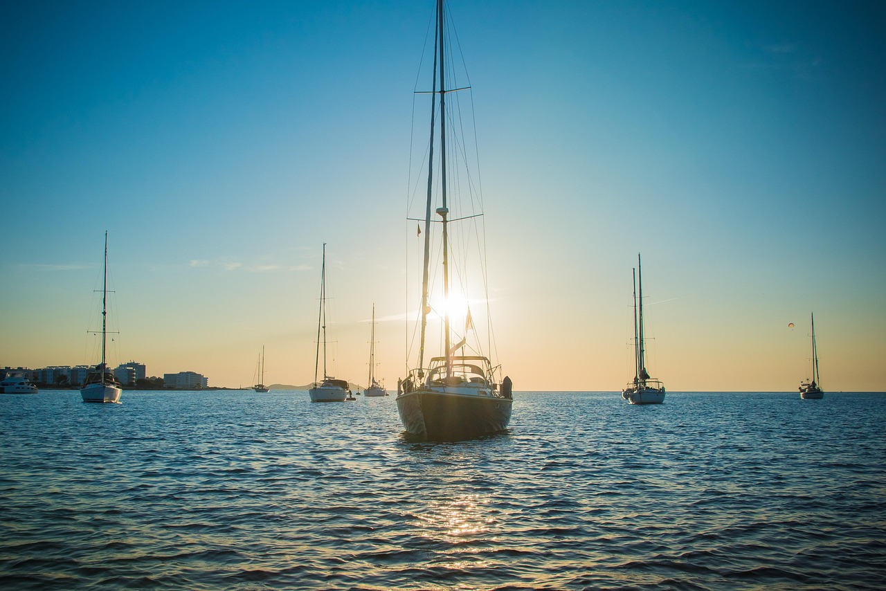 Luxurious vessel at sunset